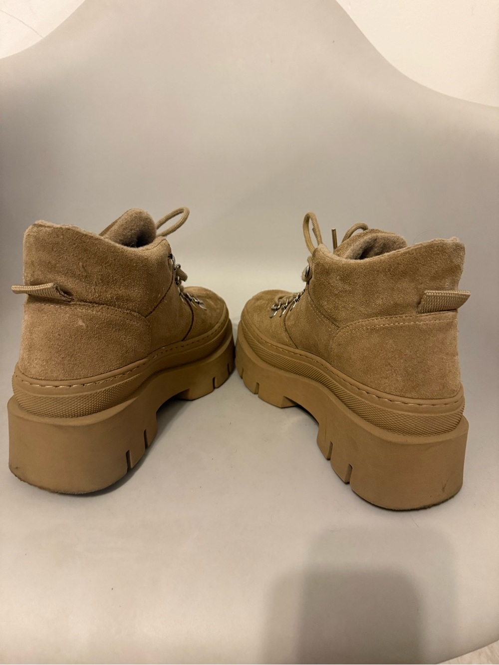 Aldo Tan Suede Lace-Up Platform Hiker Boots - Picture 3 of 5